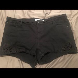 Torrid black denim shorts.